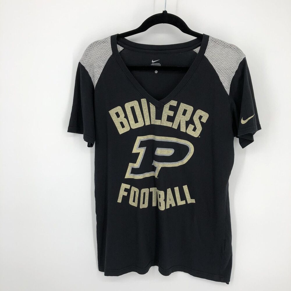 Purdue Boilermakers Shirt Womens XL Black NCAA Football Nike Dri‎ Fit Mesh Tee